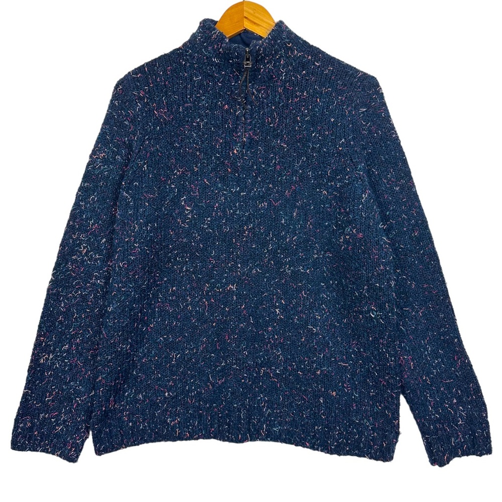Christopher & Banks Speckled Confetti Knit Quarter Zip Pullover Cardigan Sweater - Picture 3 of 10